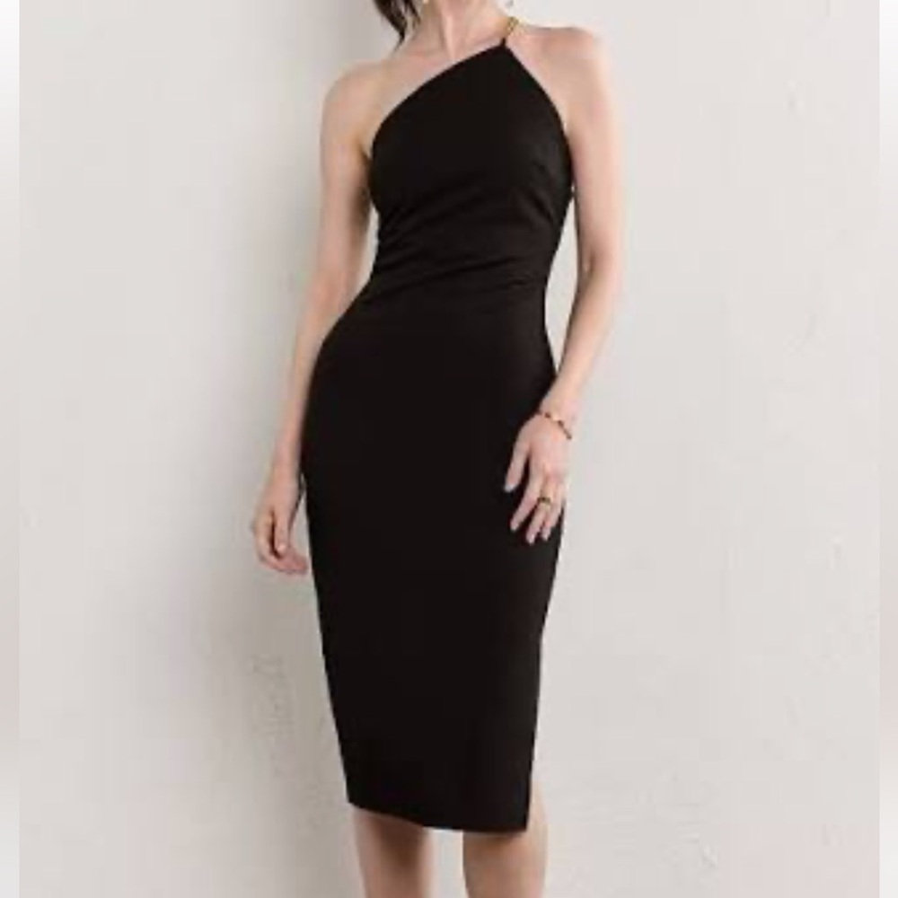 One-shoulder Chain Strap Midi Dress